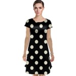 Polka Dots - Cornsilk Yellow on Black Cap Sleeve Nightdress