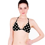 Polka Dots - Cornsilk Yellow on Black Bikini Top