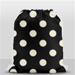 Polka Dots - Cornsilk Yellow on Black Drawstring Bag (Small)