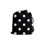 Polka Dots - Cornsilk Yellow on Black Drawstring Pouch (M)
