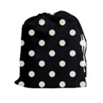 Polka Dots - Cornsilk Yellow on Black Drawstring Pouch (XXl)