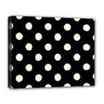 Polka Dots - Cornsilk Yellow on Black Deluxe Canvas 20  x 16  (Stretched)