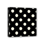 Polka Dots - Cornsilk Yellow on Black Mini Canvas 4  x 4  (Stretched)