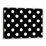 Polka Dots - Cornsilk Yellow on Black Canvas 16  x 12  (Stretched)