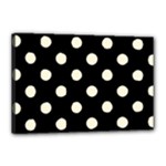 Polka Dots - Cornsilk Yellow on Black Canvas 18  x 12  (Stretched)