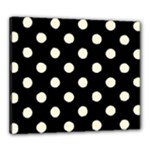 Polka Dots - Cornsilk Yellow on Black Canvas 24  x 20  (Stretched)