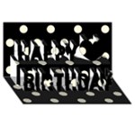 Polka Dots - Cornsilk Yellow on Black Happy Birthday 3D Greeting Card (8x4)