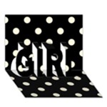 Polka Dots - Cornsilk Yellow on Black GIRL 3D Greeting Card (7x5)