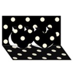 Polka Dots - Cornsilk Yellow on Black Twin Hearts 3D Greeting Card (8x4)