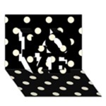 Polka Dots - Cornsilk Yellow on Black LOVE 3D Greeting Card (7x5)