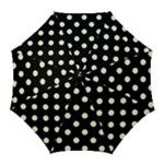 Polka Dots - Cornsilk Yellow on Black Golf Umbrella
