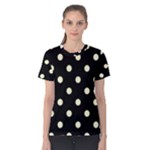 Polka Dots - Cream Yellow on Black Women s Cotton Tee