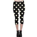 Polka Dots - Cream Yellow on Black Capri Leggings