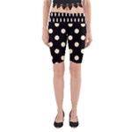 Polka Dots - Cream Yellow on Black Yoga Cropped Leggings