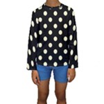 Polka Dots - Cream Yellow on Black Kid s Long Sleeve Swimwear
