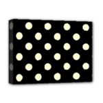 Polka Dots - Cream Yellow on Black Deluxe Canvas 16  x 12  (Stretched)