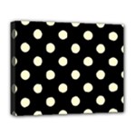 Polka Dots - Cream Yellow on Black Deluxe Canvas 20  x 16  (Stretched)