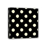 Polka Dots - Cream Yellow on Black Mini Canvas 4  x 4  (Stretched)