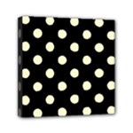 Polka Dots - Cream Yellow on Black Mini Canvas 6  x 6  (Stretched)
