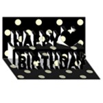 Polka Dots - Cream Yellow on Black Happy Birthday 3D Greeting Card (8x4)