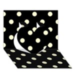 Polka Dots - Cream Yellow on Black Heart 3D Greeting Card (7x5)