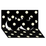 Polka Dots - Cream Yellow on Black Twin Hearts 3D Greeting Card (8x4)