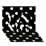 Polka Dots - Cream Yellow on Black LOVE 3D Greeting Card (7x5)