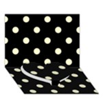 Polka Dots - Cream Yellow on Black Heart Bottom 3D Greeting Card (7x5)