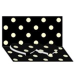 Polka Dots - Cream Yellow on Black Twin Heart Bottom 3D Greeting Card (8x4)