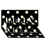 Polka Dots - Cream Yellow on Black Merry Xmas 3D Greeting Card (8x4)