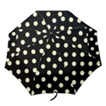 Polka Dots - Cream Yellow on Black Folding Umbrella