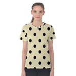 Polka Dots - Black on Blond Yellow Women s Cotton Tee