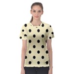 Polka Dots - Black on Blond Yellow Women s Sport Mesh Tee