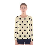 Polka Dots - Black on Blond Yellow Women s Long Sleeve T-shirt