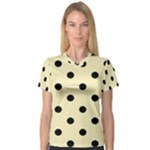 Polka Dots - Black on Blond Yellow Women s V-Neck Sport Mesh Tee