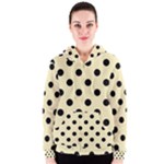 Polka Dots - Black on Blond Yellow Women s Zipper Hoodie