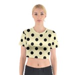 Polka Dots - Black on Blond Yellow Cotton Crop Top