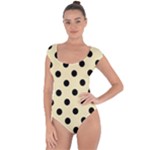 Polka Dots - Black on Blond Yellow Short Sleeve Leotard (Ladies)