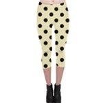 Polka Dots - Black on Blond Yellow Capri Leggings