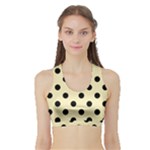 Polka Dots - Black on Blond Yellow Women s Sports Bra with Border