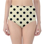 Polka Dots - Black on Blond Yellow High-Waist Bikini Bottoms