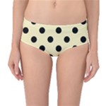 Polka Dots - Black on Blond Yellow Mid-Waist Bikini Bottoms