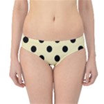 Polka Dots - Black on Blond Yellow Hipster Bikini Bottoms