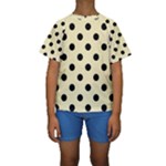Polka Dots - Black on Blond Yellow Kid s Short Sleeve Swimwear