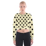 Polka Dots - Black on Blond Yellow Women s Cropped Sweatshirt