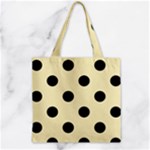 Polka Dots - Black on Blond Yellow Zipper Grocery Tote Bag