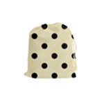 Polka Dots - Black on Blond Yellow Drawstring Pouch (M)