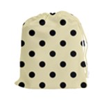 Polka Dots - Black on Blond Yellow Drawstring Pouch (XXl)