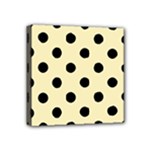 Polka Dots - Black on Blond Yellow Mini Canvas 4  x 4  (Stretched)