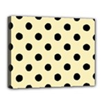 Polka Dots - Black on Blond Yellow Canvas 14  x 11  (Stretched)